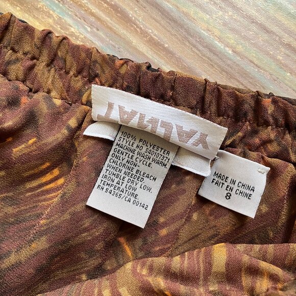 Tanjay Abstract Print Tulip Ruffle Hem Maxi Skirt Pull On Elastic Waist Neutral - Picture 4 of 6